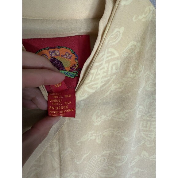 Shanghai Tang 100% Silk Qipao Dress Size 14 Yellow Womens Long Maxi Asian - Picture 6 of 12